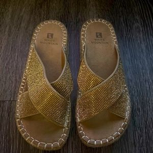 Beautiful sandals! Worn twice. Had bunion surgery and now they don’t fit.